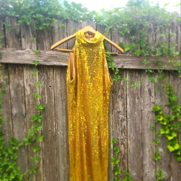Vintage Stenay Gold Gatsby Dress - Picture 1 of 7